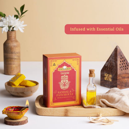 Mangaldeep Temple Premium Bambooless Dhoop Cones Sandal & Patchouli Ceramic Stand Inside Charcoal Free 40 Cones