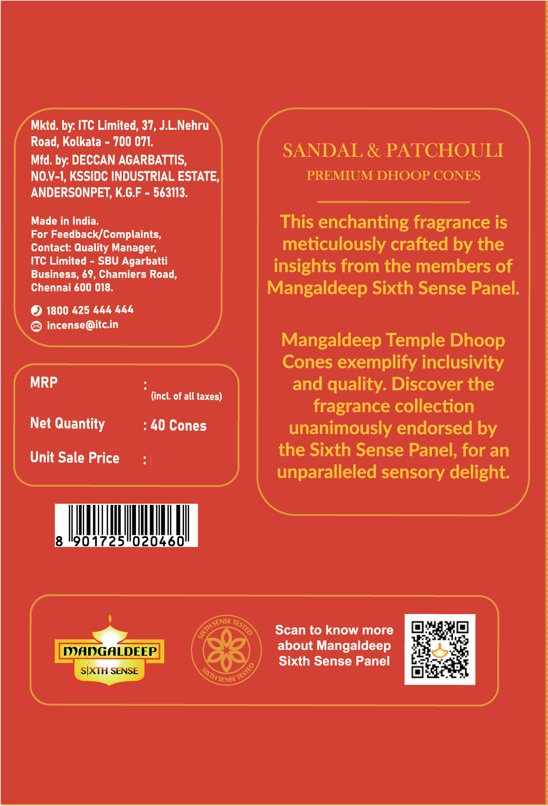 Mangaldeep Temple Premium Bambooless Dhoop Cones Sandal & Patchouli Ceramic Stand Inside Charcoal Free 40 Cones