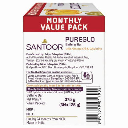 Santoor Glycerine Soap 3X125 Gm