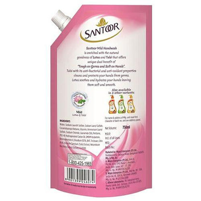 Santoor Hand Wash Mild 750ml buy 1 get 1 free