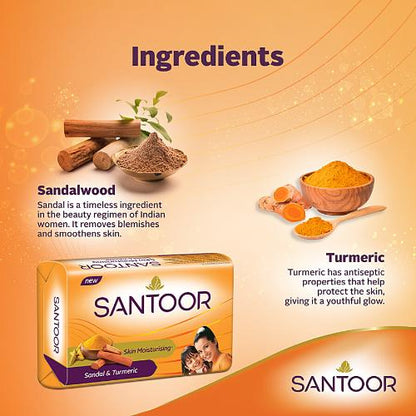 Santoor Sandal & Turmeric Soap 100gx4