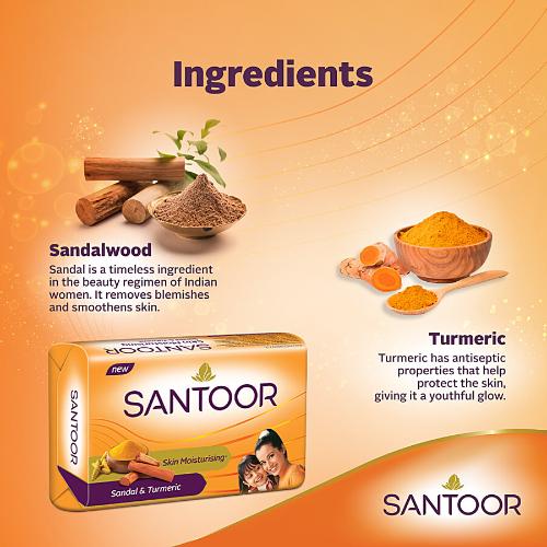 Santoor Sandal & Turmeric Soap 100gx4
