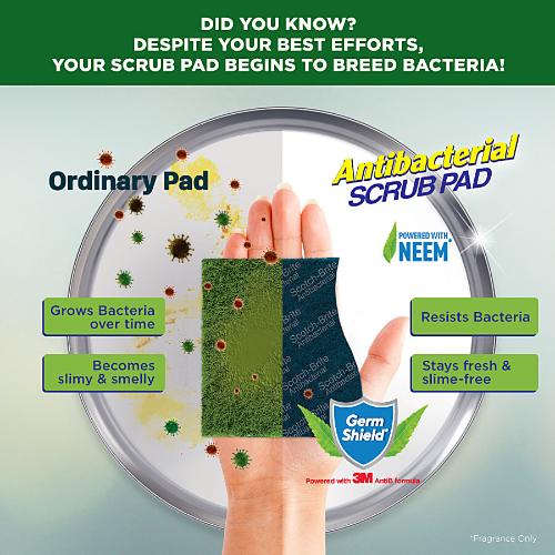 Scotch Brite Antibacterial Scrub Pad Scrub Pad 3 pcs (2.75x4)
