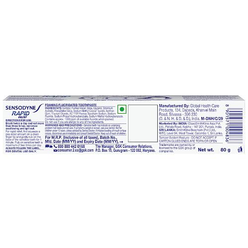 Sensodyne Rapid Relief Toothpaste 80 Gm