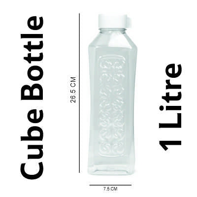 Smartle Cube Bottle Transparent 1 Ltr set of 4