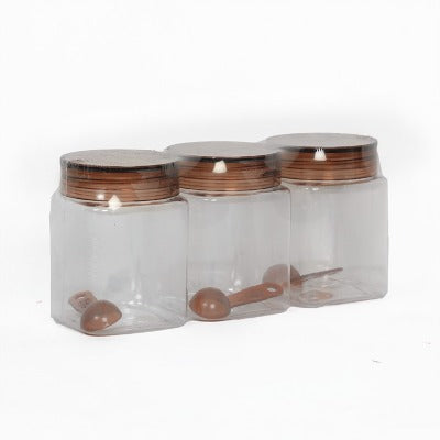Smartle Sparkle Square Airtight Jar 250 Ml set of 3