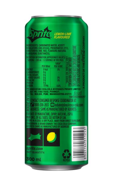Sprite Zero Clear Carbonated Soft Drink Can 300 ml