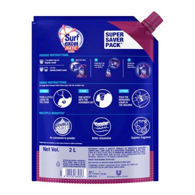 Surf Excel Matic Liquid Detergent Front Load Pouch 2L