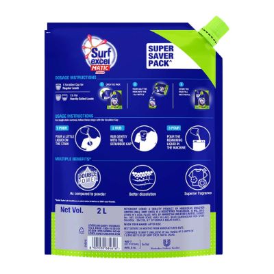 Surf Excel Matic Liquid Detergent Top Load Pouch 2L