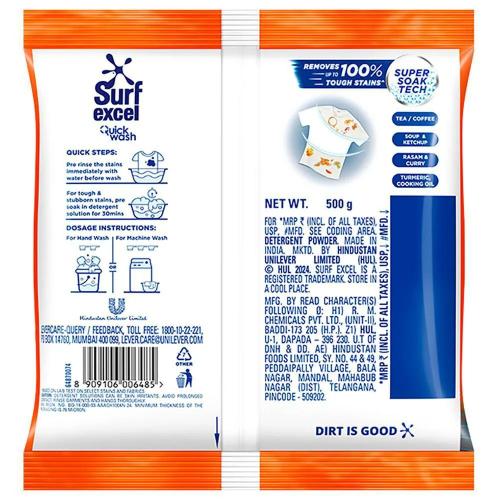 Surf Excel Quick Wash Detergent Powder 500 G