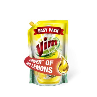 Vim Dishwash Liquid Gel Lemon Pouch 155 ml