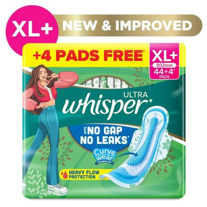Whisper Maxi Ultra Clean Sanitary Pads Xl+ Wings 48 pcs