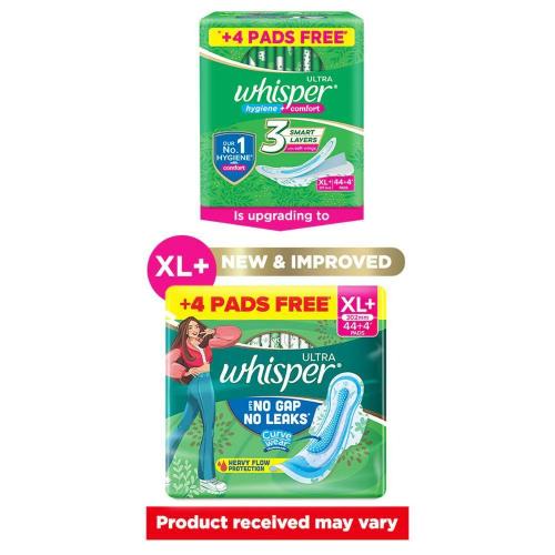 Whisper Maxi Ultra Clean Sanitary Pads Xl+ Wings 48 pcs