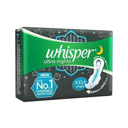 Whisper Maxi Ultra Night Sanitary Pads Xxl+ Wings 5 pcs