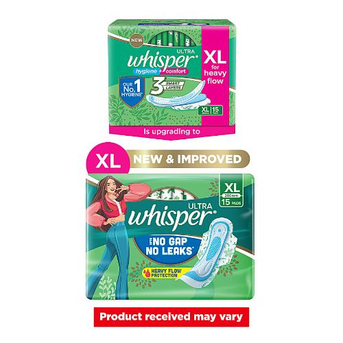 Whisper Ultra Clean XL Wings Sanitary Pads 15 Pcs