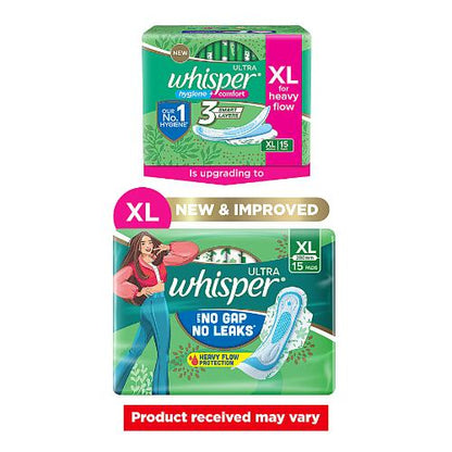 Whisper Ultra Clean XL Wings Sanitary Pads 15 Pcs
