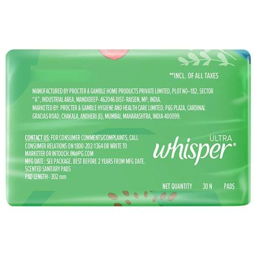Whisper Ultra Clean Xl Wings Sanitary Pads 30 pcs
