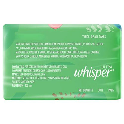 Whisper Ultra Clean Xl Wings Sanitary Pads 30 pcs