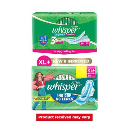 Whisper Ultra Clean Xl+ Wings Sanitary Pads 30 pcs