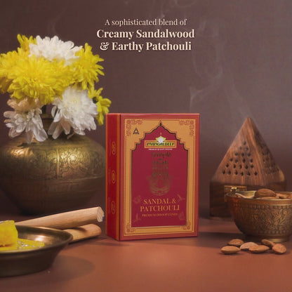 Mangaldeep Temple Premium Bambooless Dhoop Cones Sandal & Patchouli Ceramic Stand Inside Charcoal Free 40 Cones