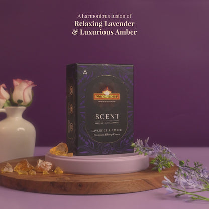 Mangaldeep Scent Premium Bambooless Dhoop Cones with Lavender and Amber fragrances 40 cones